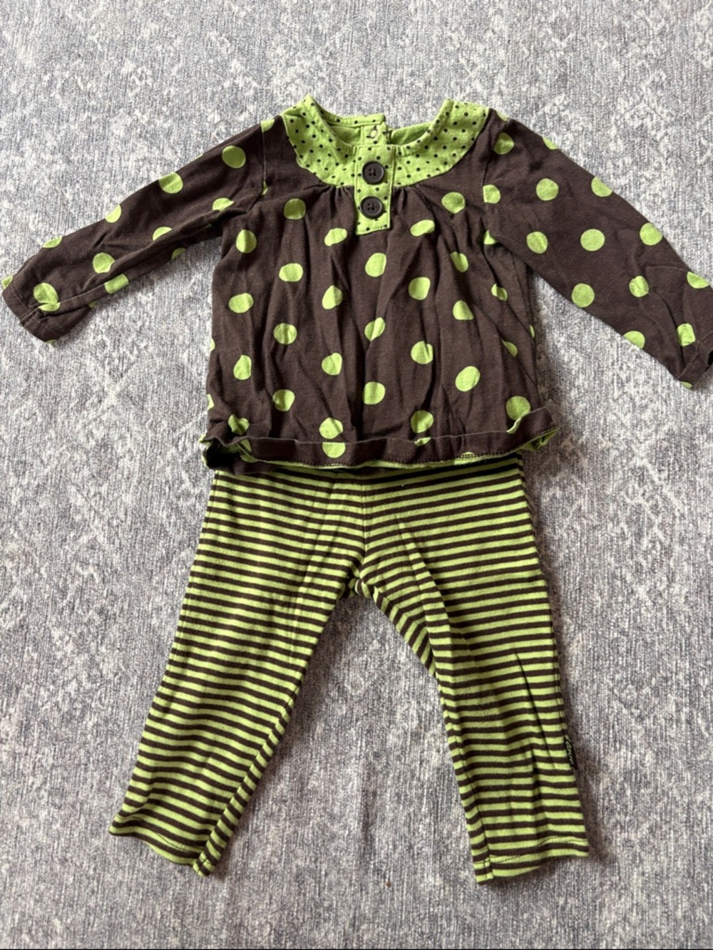 Carter's Green & Brown Polka Dot Two-Piece Set